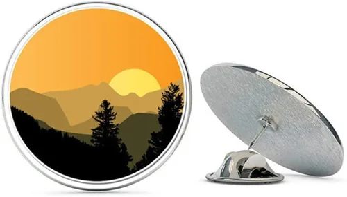 Atardecer en las montañas Metal 0.75" Solapa Sombrero Pin Tie Tack Pinback, Metal