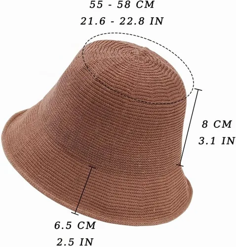 Vista 3 de Eigso Womens Mesh Woven Bucket Hats Summer Outdoor Beach Straw Bucket Hat for Woman Packable Beach Hat