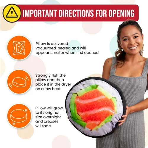 Vista 6 de Almohada de sushi para cama, sofá y sofá, cojín de rollo de sushi suave y afelpado de 14 pulgadas, cómodo para el hogar, lindas almohadas japonesas