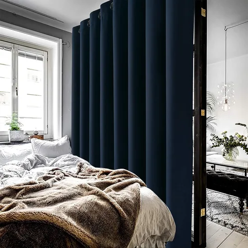 Vista 2 de WONTEX Cortina divisora de habitación, cortinas opacas de privacidad para división de dormitorio, sala de estar y oficina compartida, panel