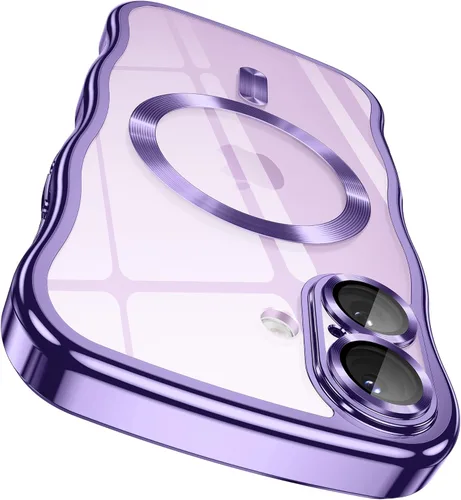 Vista 24 de GVIEWIN Funda para iPhone 17 [compatible con MagSafe] [Protección completa mejorada de la cámara] [Lindo marco ondulado] Funda magnética brillante