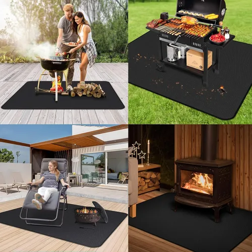 Vista 2 de EC Technology Under Grill Mat EC TECH, tapete de parrilla de 60 x 48 pulgadas debajo del escritorio, tapetes ignífugos de doble cara a prueba