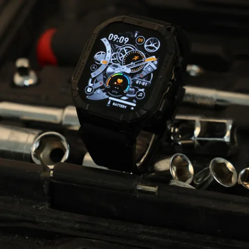 Vista 4 de ALPHAGEAR Echo Smartwatch para iPhone y Android, responder/hacer llamadas, seguimiento de bienestar 24/7, pantalla AMOLED de 1.68 pulgadas, batería