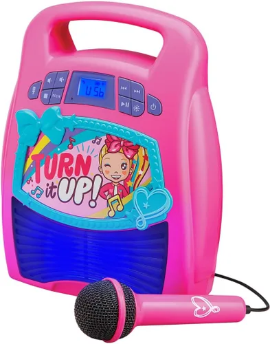Vista 3 de ekids JoJo Siwa - Máquina de karaoke con Bluetooth, altavoz portátil Bluetooth con micrófono para niños, altavoz con puerto USB para reproducir