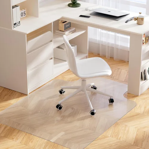 Vista 6 de Yecaye Desk Chair Mat for Hardwood Floor, Office PVC Computer Chair Mat, Floor Protector for Rolling Chairs (Transparent, 45" x 53")