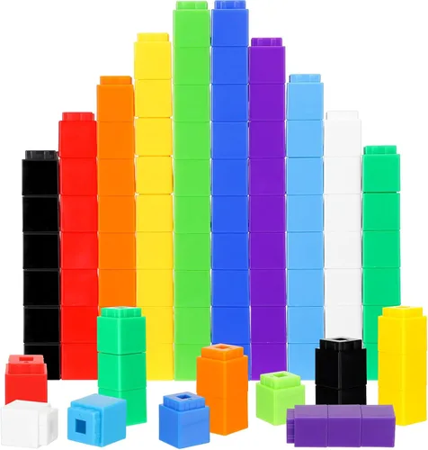 Vista 6 de Jenaai 300 cubos de conteo, bloques de conexión de plástico, cubos de matemáticas coloridos, manipuladores de matemáticas, suministros