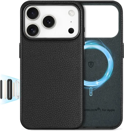 Vista 11 de SHIELDON Funda de cuero genuino para iPhone 17 de 6.3 pulgadas 2025 Compatible con Magsafe, botón de cámara actualizado, carga inalámbrica