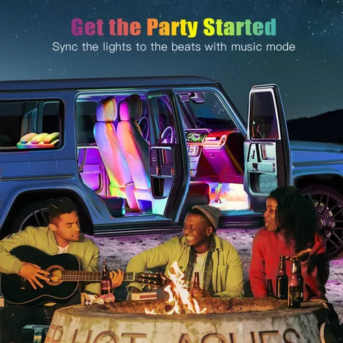 Vista 4 de Luces LED para coche, luces inteligentes para interior del coche con control por aplicación, luces de atmósfera para coche, luces LED interiores