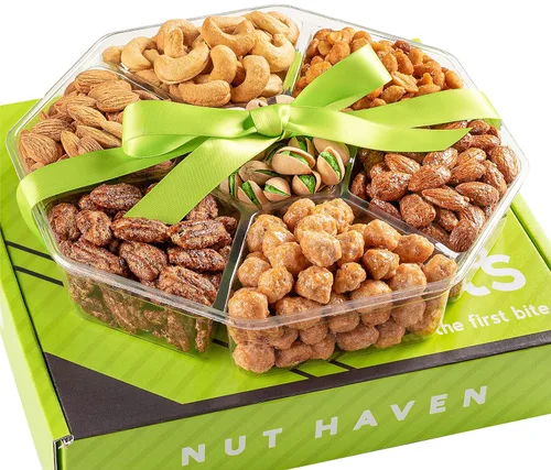 Vista 14 de Cesta de regalo de frutos secos y frutas secas, selección de 18 bandejas de alimentos, fantástica cesta de regalo de alimentos para cumpleaños