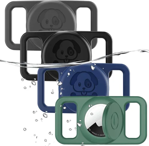 Vista 17 de Paquete de 2 soportes impermeables para collar de perro AirTag compatibles con Apple AirTag, soporte de silicona oculto para Airtag Tracker