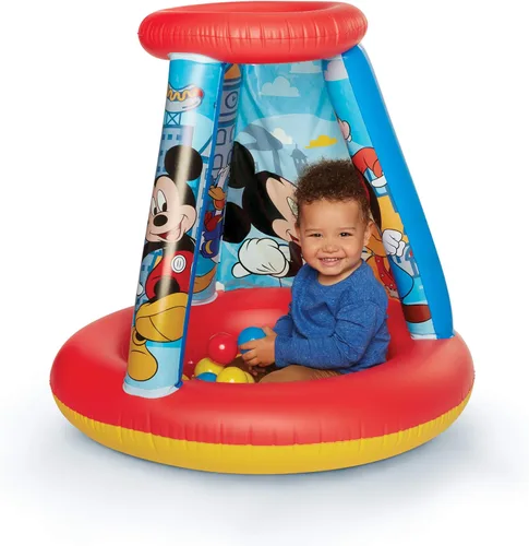 Mickey Mouse Pozo de pelotas para niños, 1 inflable y 15 bolas blandas y flexibles