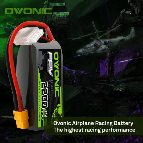 Vista 6 de OVONIC 4s Lipo Batería 35C 2200mAh 14.8V Lipo Batería con XT60 Conector para Avión RC Quadcopter Helicóptero FPV Drone