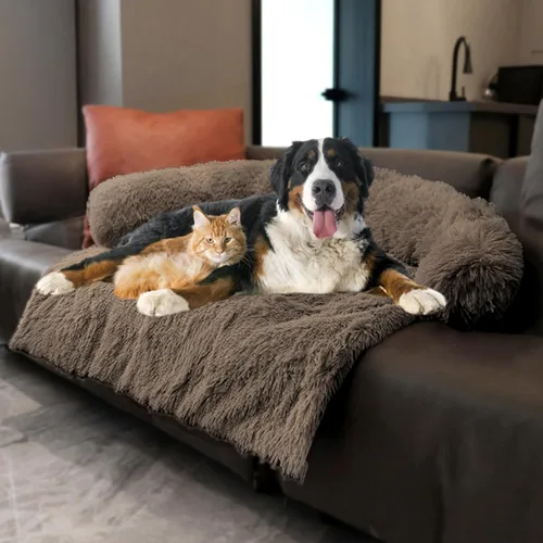Vista 54 de Alfombrillas para Camas Tranquilas para Perros/Gatos, Almohadón Lavable y Extraíble para Perros, Funda de Sofá de Peluche de Pelo Largo