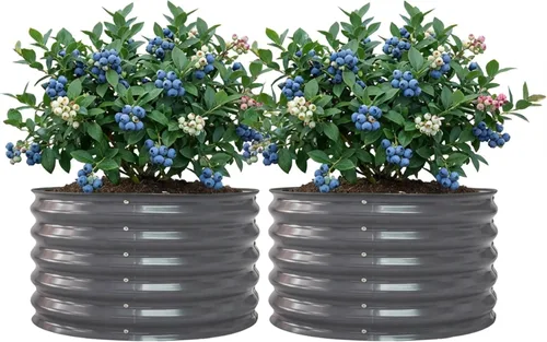 Vista 11 de Cama elevada de jardín de 17" de alto para hierbas como albahaca, lavanda y salvia, maceta redonda de 30" de ancho para frutas y tomate, contenedor