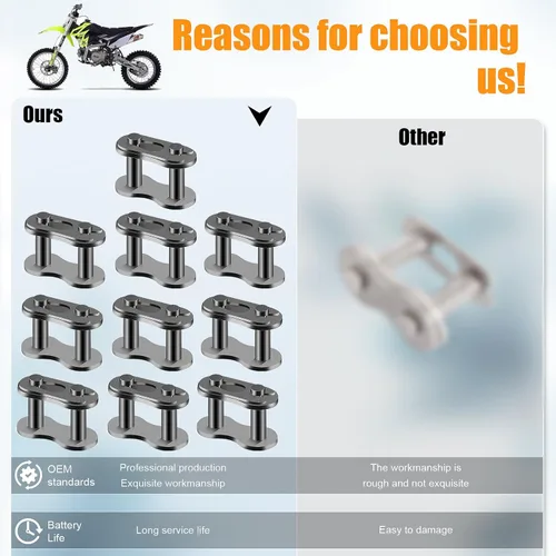 Vista 4 de 10 unidades de 415 conectores maestros de reparación de cadena de transmisión para 49 cc, 50 cc, 60 cc, 66 cc, 70 cc, 80 cc, 2 tiempos, motor