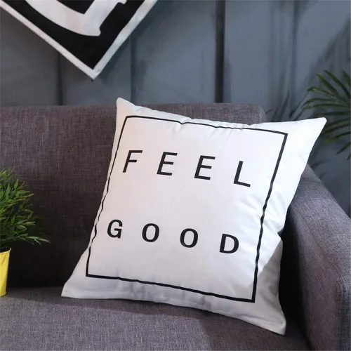 Fundas de almohada Feel Good Black White - Fundas de almohada cortas de algodón de felpa para decoración del hogar, 18 x 18 pulgadas