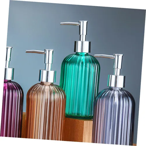 Vista 7 de Lurrose Refillable Glass Pump Bottle Hand Soap Dispenser for Bathroom Kitchen Shampoo Lotion Body Wash Liquid Soap Pump Jar