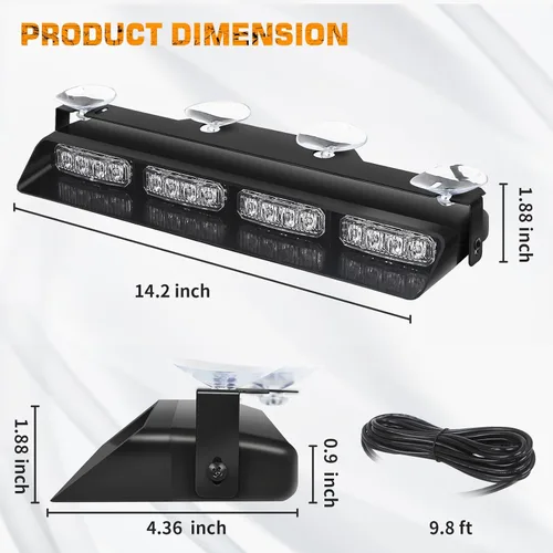 Vista 6 de XRIDONSEN Luces estroboscópicas de emergencia blancas y moradas, peligro de advertencia intermitente de seguridad, barra de luz