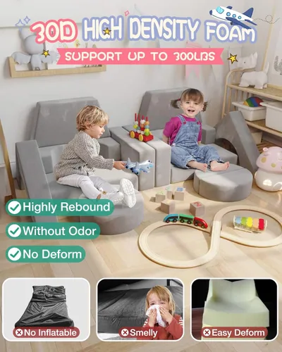 Vista 3 de YEFU 15 piezas Sofá modular de juego para niños, sofá infantil para niños pequeños y niños, sofás para niños pequeños, kit de construcción