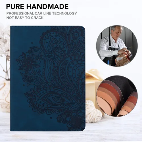 Vista 5 de Case for Fire HD 8 / Fire HD 8 Plus (12th/10th Generation,2024/2022/2020),PU Leather Wallet Shockproof Cover with Card Slots - Blue