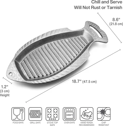 Vista 2 de Wilton Armetale Gourmet Grillware - Plancha con asas, 18.5 pulgadas