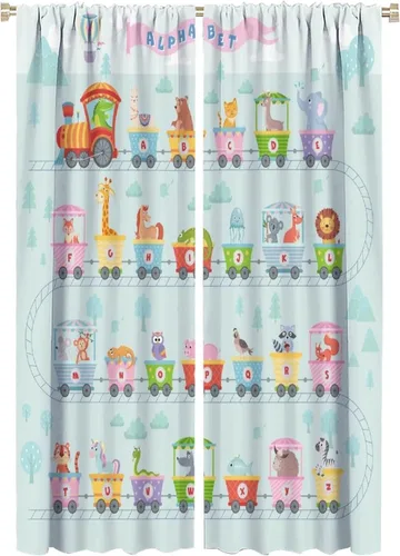 Vista 27 de BAEKJIN Cortinas opacas con bolsillo para barra de barra de conocimiento del alfabeto, para biblioteca escolar, 2 paneles, decoración del hogar, 42