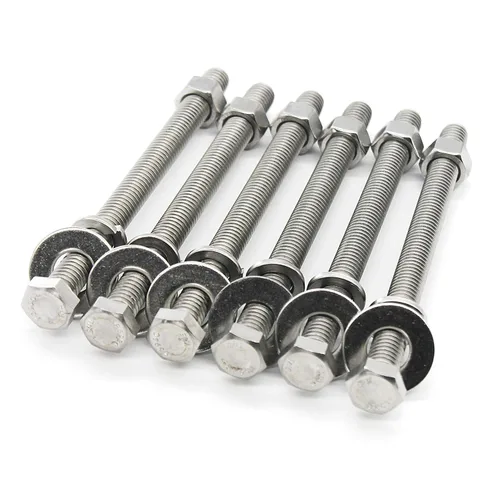 Vista 7 de Tornillos de cabeza hexagonal de acero inoxidable 3/8-16x4, tuercas, arandelas planas y de bloqueo, 18-8 (304) S/S, totalmente roscados por perno