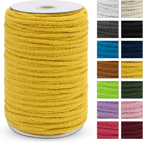 Vista 18 de JeogYong - Cuerda de macramé trenzada 5mm x 90m, cuerda de algodón trenzada de 8 hebras natural, cuerda de cordón de dibujo colorida para colgar