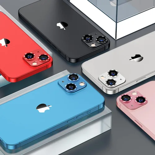 Vista 8 de Korecase [Paquete de 2] Diseñado para iPhone 13 / iPhone 13 Mini protector de lente de cámara de vidrio templado, cubierta de metal de aluminio