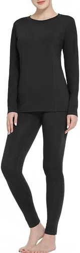 Vista 2 de Conjunto de ropa interior térmica para mujer, capas base deportivas, para invierno, cálidos, largos, para clima frío, trajes de compresión