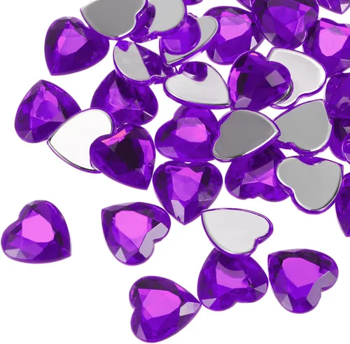 Vista 24 de MECCANIXITY 40 piezas de cuentas de acrílico con forma de corazón, 12 mm, con parte trasera plana, gemas de plástico para joyería, pegatinas