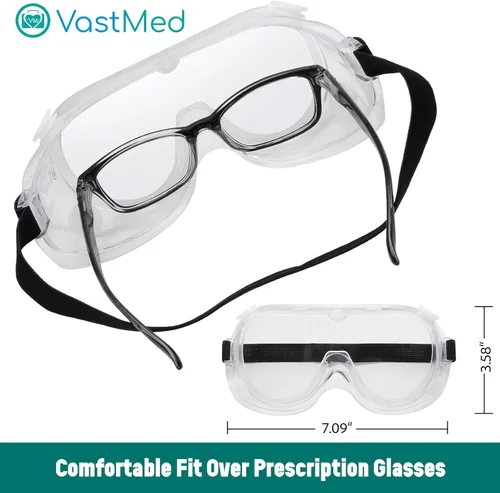 Vista 7 de Gafas de seguridad protectoras antivaho con lente transparente de visión amplia, ajustables para el polvo que se ajustan sobre las gafas