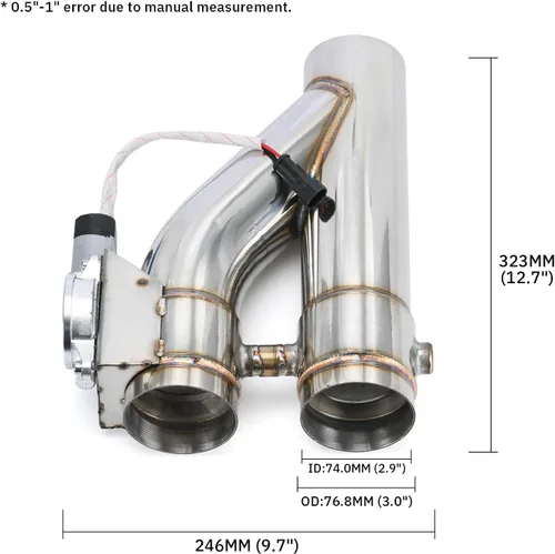 Vista 4 de Kit universal de tubo de escape de acero inoxidable de 3 pulgadas, 2 piezas