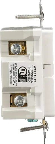 Vista 5 de Eaton GFCI - Receptáculo dúplex resistente a manipulaciones 15A -125V con placa de pared de tamaño estándar, color blanco