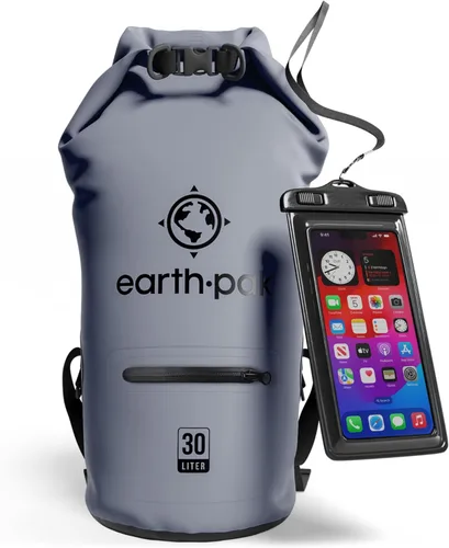 Vista 31 de Earth Pak Bolsa seca impermeable con bolsillo con cremallera, mochila impermeable para mantener el equipo seco