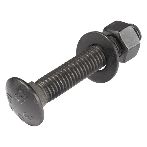 Kit de pernos de carro negros de 1/2 pulgada x 3 pulgadas incluye 12 pernos, 12 arandelas y 12 tuercas, recubierto con cerámica negra Ruspert para