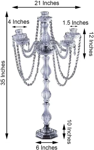 Efavormart - Candelabro de cristal de 4 brazos, 35 pulgadas, color plateado, soporte de metal para candelabros de mesa para eventos