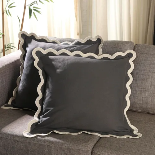 Vista 12 de Folkulture Fundas de almohada (18 x 18) Juego de 2 fundas de almohada festoneadas Fundas de almohada decorativas Almohadas decorativas