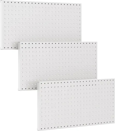 Vista 10 de TORACK 3 piezas de paneles de tablero de clavijas de metal para almacenamiento de herramientas de garaje en pared, tablero de clavijas para banco