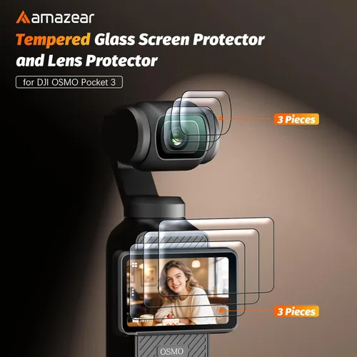 Vista 2 de AMAZEAR Protector de pantalla de lente para DJI Osmo Pocket 4/3/Xtra Muse (paquete de 6), Pocket4 Accesorios Protector de pantalla de vidrio