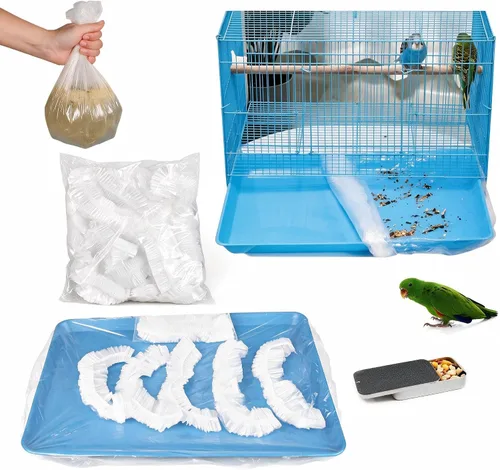COMINGOIN Forros universales para jaulas de pájaros, 26 x 22 pulgadas, desechables, a prueba de fugas, borde elástico, bolsas de basura para la