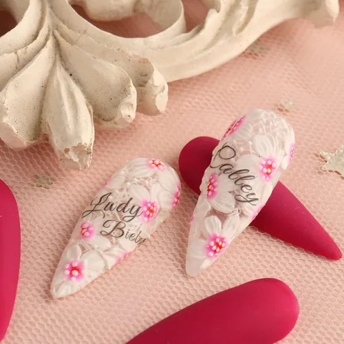 Vista 3 de Calcomanía de arte de uñas de flores, 5D, exquisitos suministros de arte de uñas, calcomanías de uñas florales 3D, autoadhesivas, lujosas