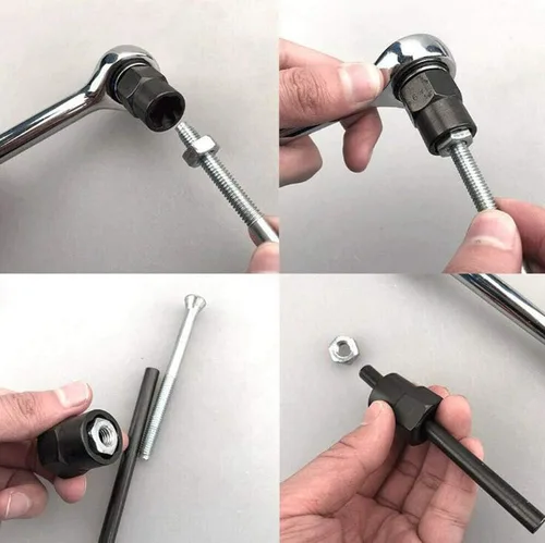 Vista 5 de 10 piezas de removedor de tuercas, juego de extractor de tuercas de impacto de 0.354-0.748 in, enchufe extractor de tuercas, juego de herramientas