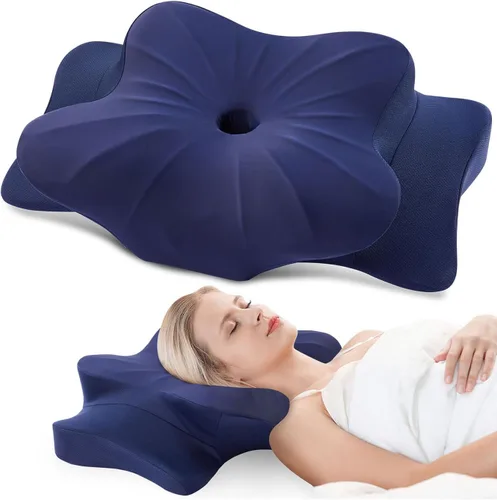 Vista 17 de DONAMA - Almohada cervical para cuello y hombro, almohada de espuma viscoelástica con contorno, almohada ergonómica de apoyo para el cuello