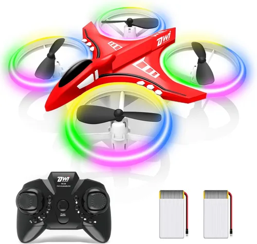 Vista 9 de Dwi Dowellin Mini Dron de 4.9 Pulgadas para Niños a Prueba de Choques Luces LED Despegue y Aterrizaje con Una Tecla Volteretas RC Control Remoto