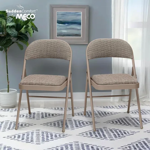 Vista 22 de MECO Paquete de 4 sillas plegables acolchadas, silla plegable de tela Corrin acolchada, cinabrio