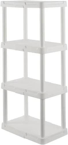 Vista 6 de CENTREX CX 4-Tier (48”H x 22”W x 14.25”D) Plastic Storage Shelving Unit (Black), Light Duty, 50lbs Per Shelf Capacity, for Indoor Storage and