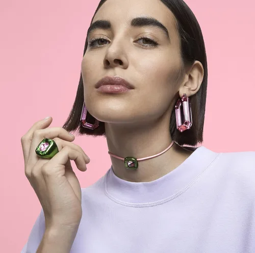 Vista 6 de SWAROVSKI Dulcis Collar, pendientes y pulsera Colección de joyas de cristal, cristal rosa, cristal amarillo, cristal transparente, Cristal