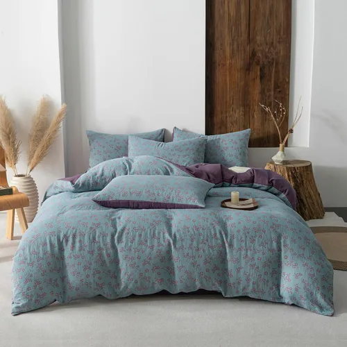 Vista 57 de EAVD Funda de edredón de flores rosas estilo jardín francés con volantes Queen de algodón suave elegante shabby chic juego de ropa de cama floral