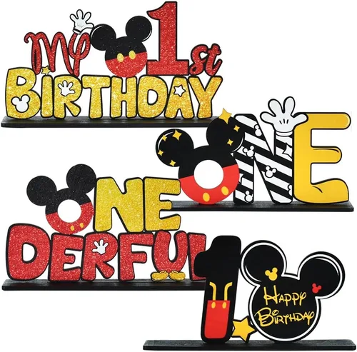 Vista 10 de TONIFUL Red Mouse Suministros para Fiesta de 2º Cumpleaños Centros de Mesa - Diseño Temático de Ratón Rojo y Madera Resistente para Recuerdos